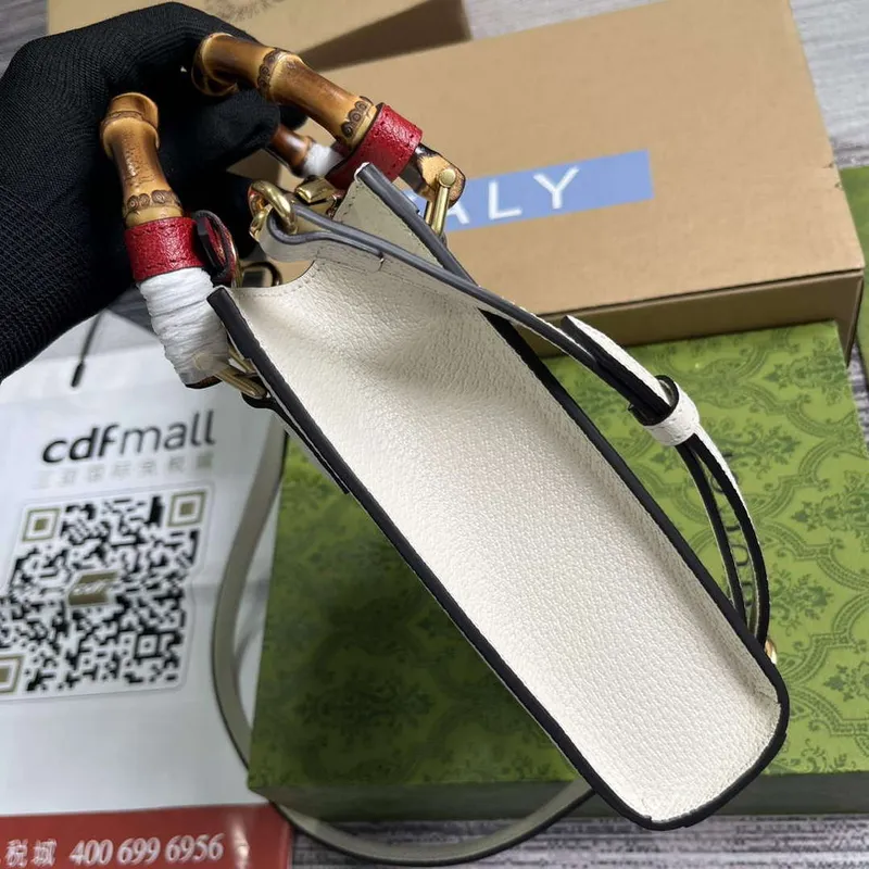 Gucci 739079 Diana Mini Tote Bag White Leather