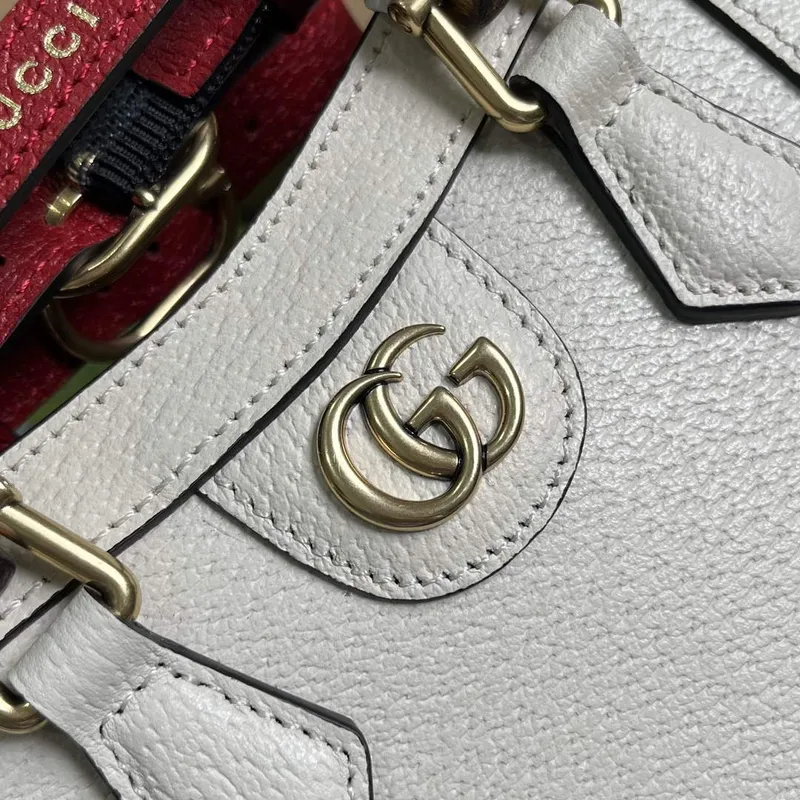 Gucci 739079 Diana Mini Tote Bag White Leather