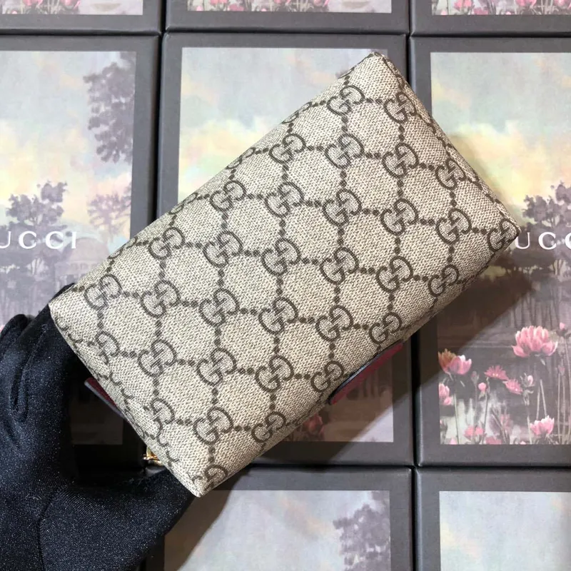 Gucci 611001 GG Ophidia GG Cosmetic Case Beige &Red