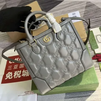 Gucci 728309 GG Matelassé Mini Top Handle Bag Grey