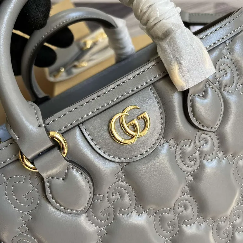 Gucci 728309 GG Matelassé Mini Top Handle Bag Grey
