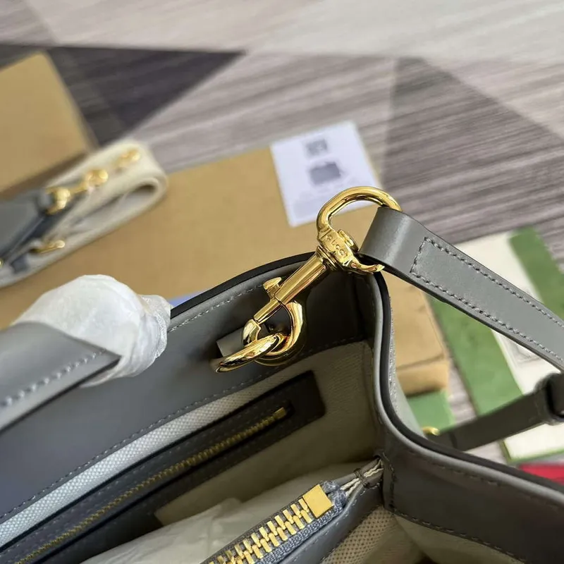 Gucci 728309 GG Matelassé Mini Top Handle Bag Grey