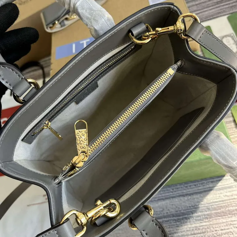 Gucci 728309 GG Matelassé Mini Top Handle Bag Grey
