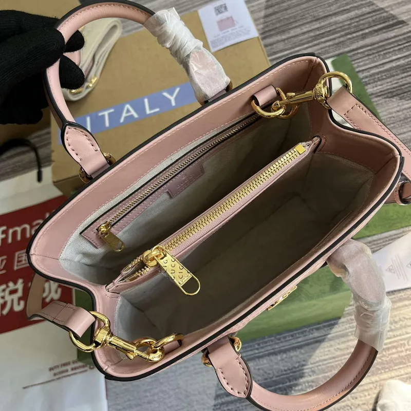 Gucci 728309 GG Matelassé Mini Top Handle Bag Pink