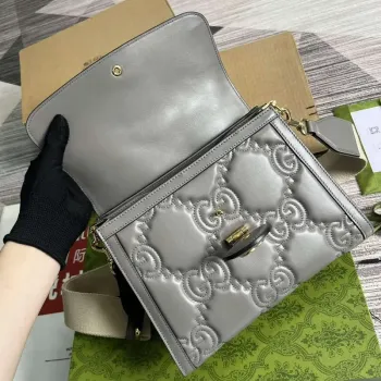 Gucci 736877 GG Matelassé Handbag Grey