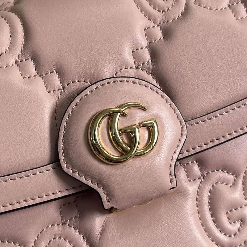 Gucci 736877 GG Matelassé Handbag Pink
