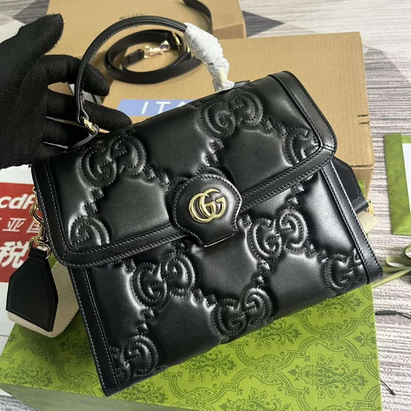 Gucci 736877 GG Matelassé Handbag Black