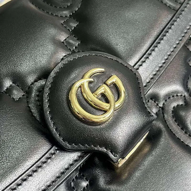 Gucci 736877 GG Matelassé Handbag Black
