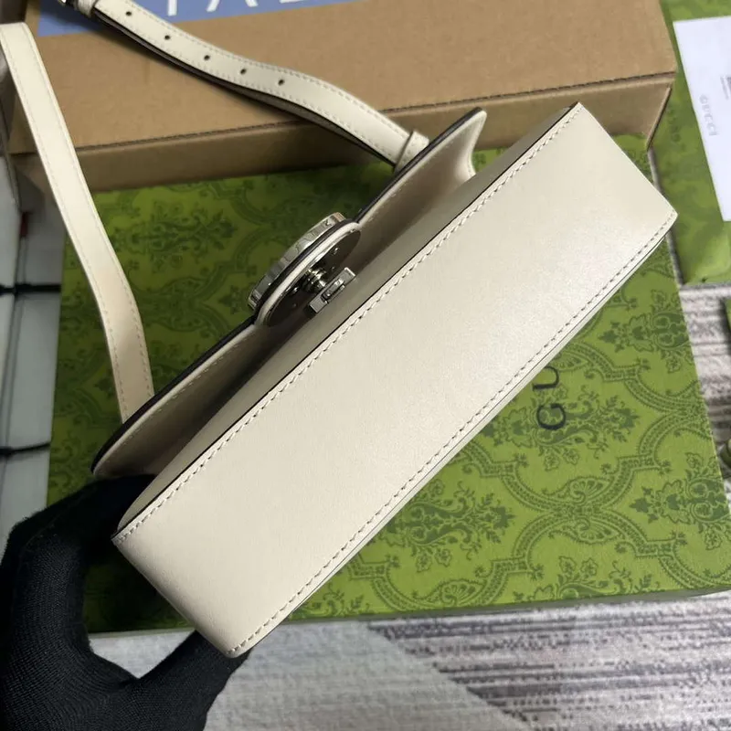 Gucci 739722 Petite GG Mini Shoulder Bag White