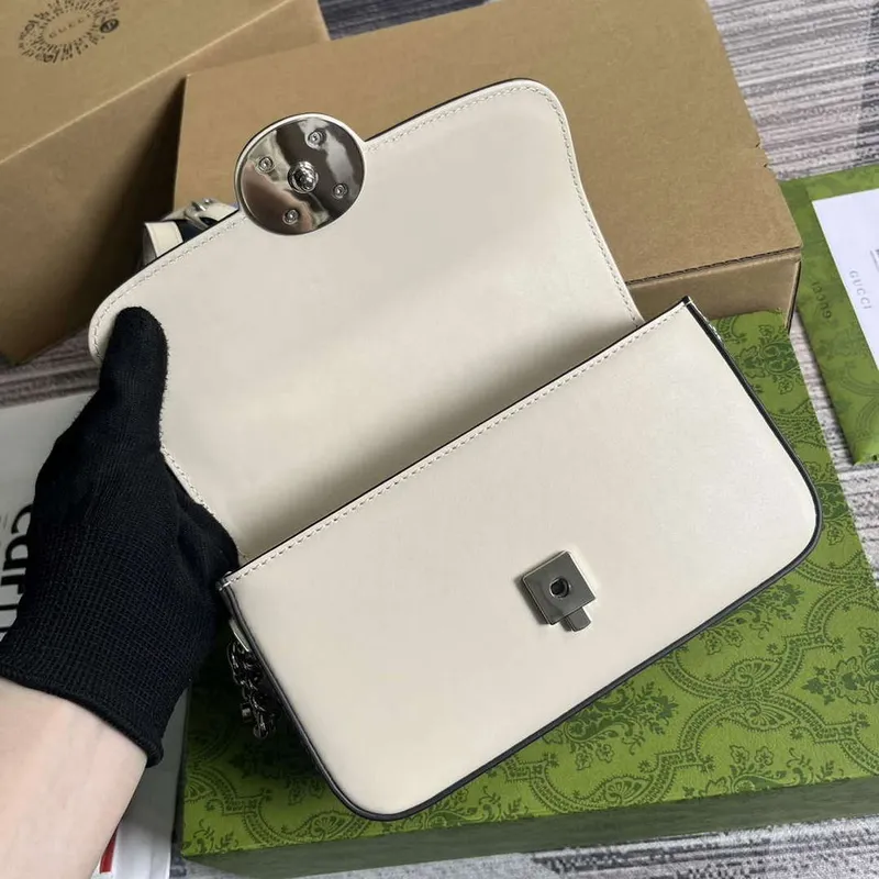 Gucci 739722 Petite GG Mini Shoulder Bag White