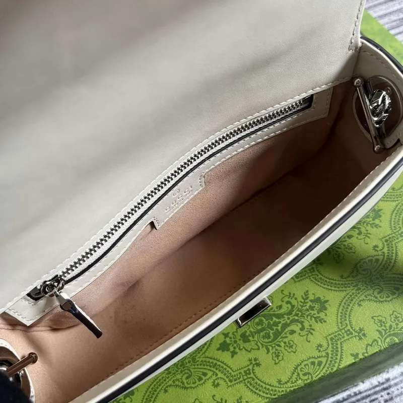 Gucci 739722 Petite GG Mini Shoulder Bag White