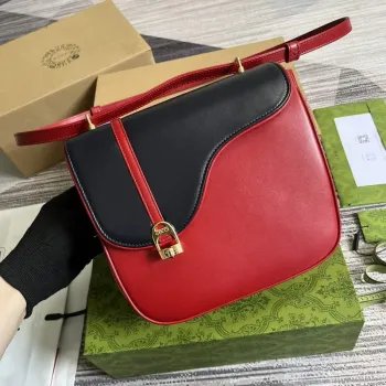 Gucci 740988 Equestrian inspired shoulder bag Blue and red
