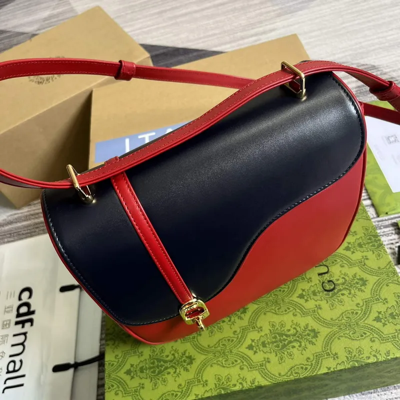 Gucci 740988 Equestrian inspired shoulder bag Blue and red
