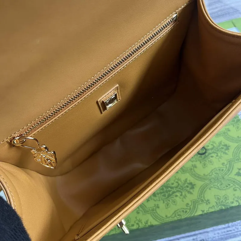 Gucci 740988 Equestrian inspired shoulder bag Cuir and brown