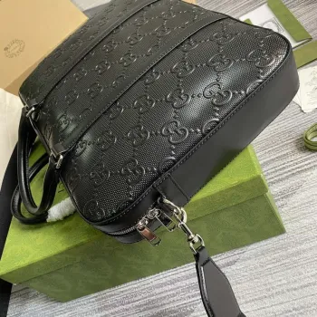 Gucci 658573 Men’s GG embossed briefcase Bag Black
