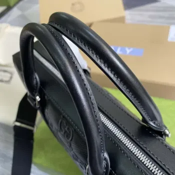 Gucci 658573 Men’s GG embossed briefcase Bag Black