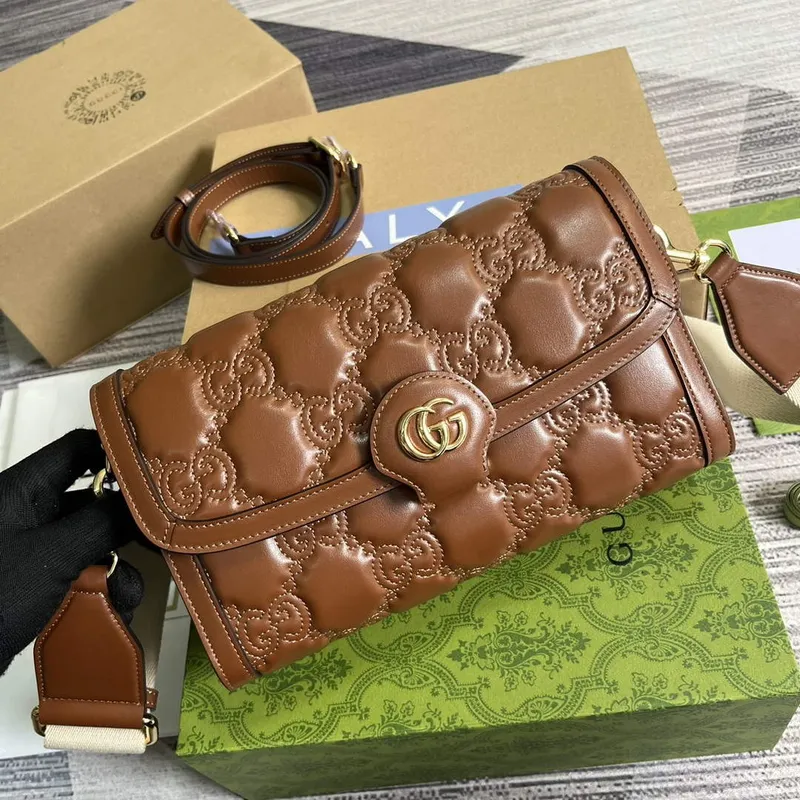 Gucci 724529 GG Matelassé Small Bag Brown