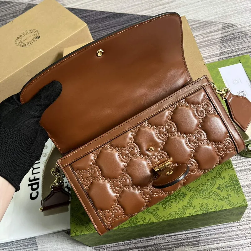 Gucci 724529 GG Matelassé Small Bag Brown
