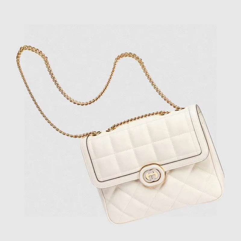 Gucci 740834 Gucci Deco Small Shoulder Bag Off white
