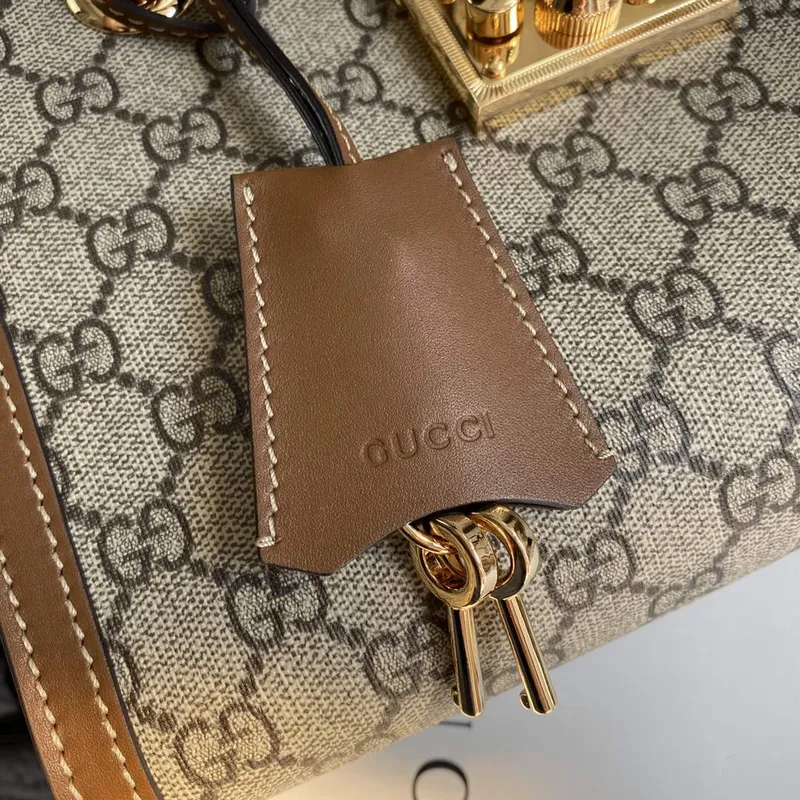 Gucci 498156 Padlock GG Small Shoulder Bag Brown