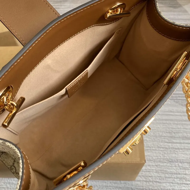 Gucci 498156 Padlock GG Small Shoulder Bag Brown