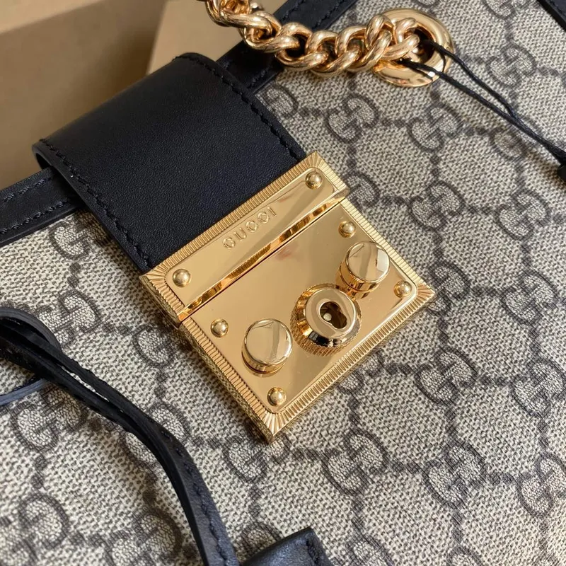 Gucci 498156 Padlock GG Small Shoulder Bag Black