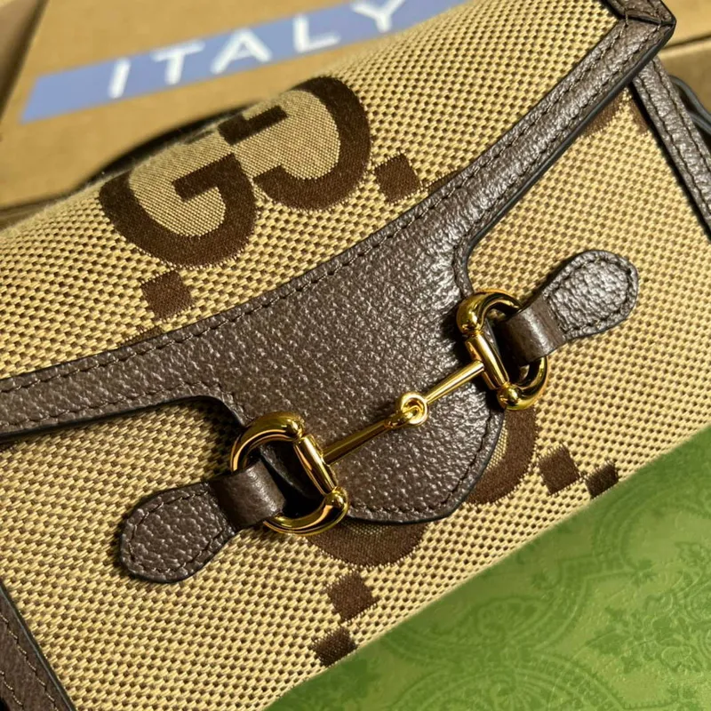 Gucci 699296 Gucci Horsebit 1955 jumbo GG mini bag Brown