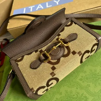 Gucci 699296 Gucci Horsebit 1955 jumbo GG mini bag Brown