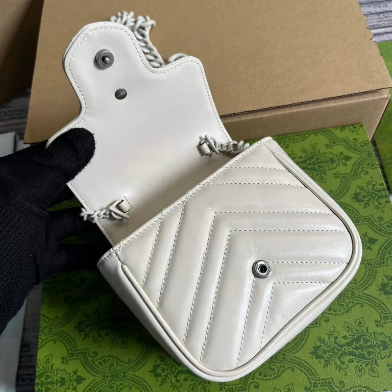 Gucci 739599 GG Marmont Belt Bag White