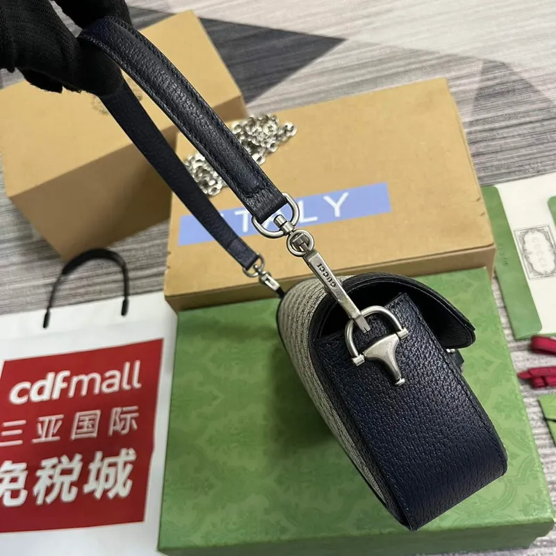 Gucci 735178 Gucci Horsebit 1955 small shoulder bag Navy blue