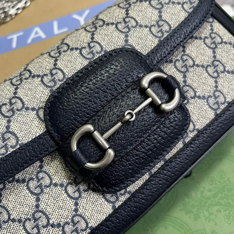 Gucci 735178 Gucci Horsebit 1955 small shoulder bag Navy blue