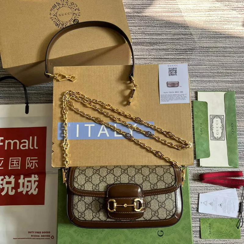 Gucci 735178 Gucci Horsebit 1955 small shoulder bag Brown