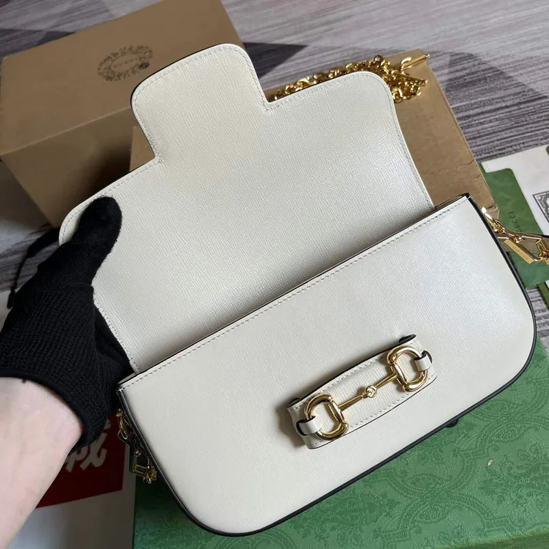 Gucci 735178 Gucci Horsebit 1955 small shoulder bag White