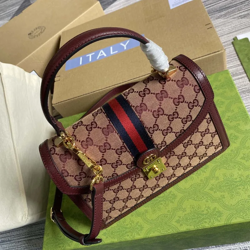 Gucci 651055 Ophidia GG small top handle bag Wine Red