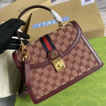 Gucci 651055 Ophidia GG small top handle bag Wine Red