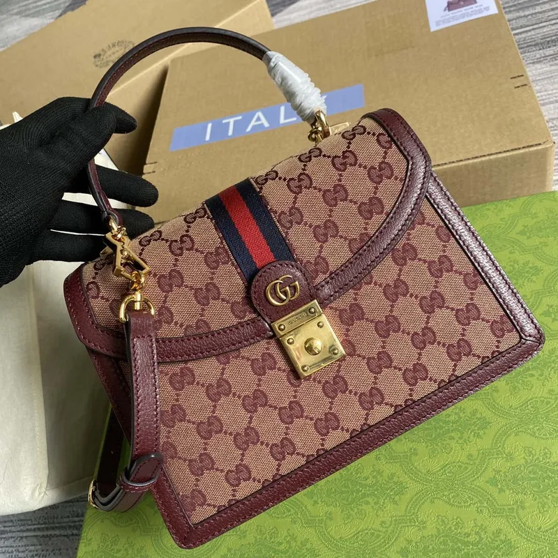 Gucci 651055 Ophidia GG small top handle bag Wine Red