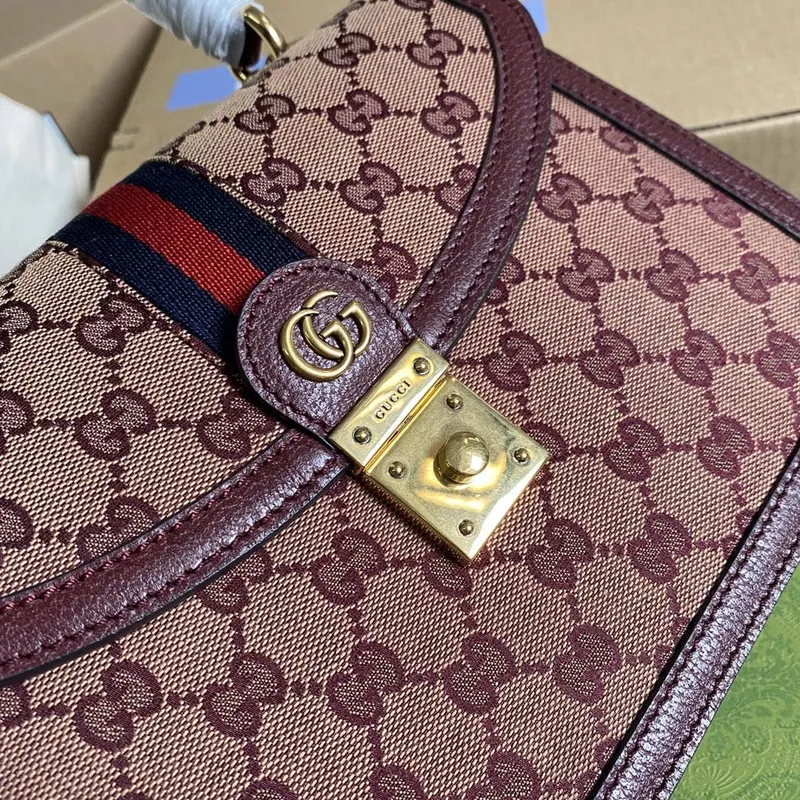 Gucci 651055 Ophidia GG small top handle bag Wine Red