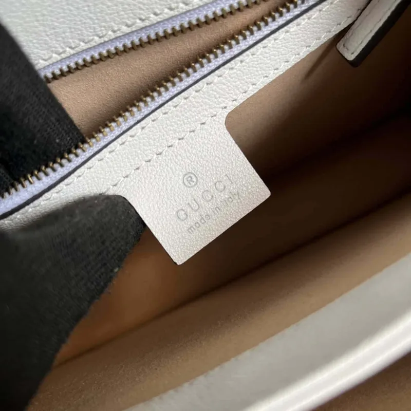 Gucci 651055 Ophidia GG small top handle Crocodile Leather bag White