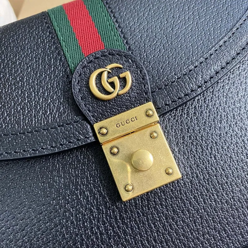 Gucci 651055 Ophidia GG small top handle Leather bag Black