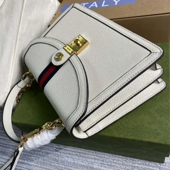 Gucci 651055 Ophidia GG small top handle Leather bag White