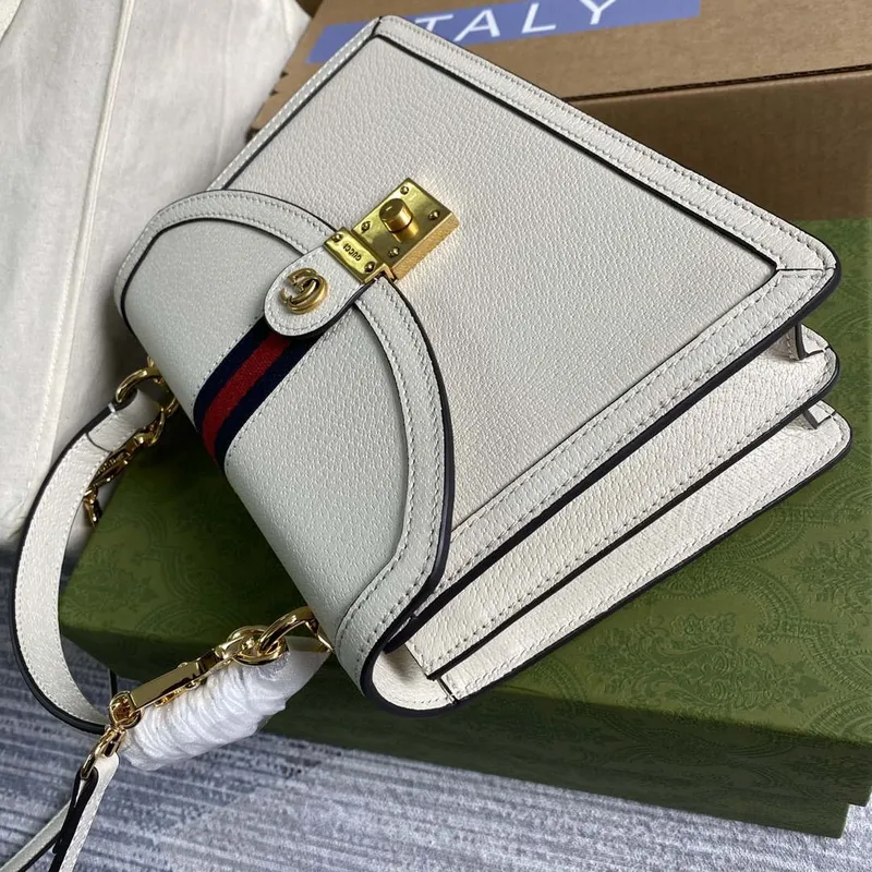 Gucci 651055 Ophidia GG small top handle Leather bag White