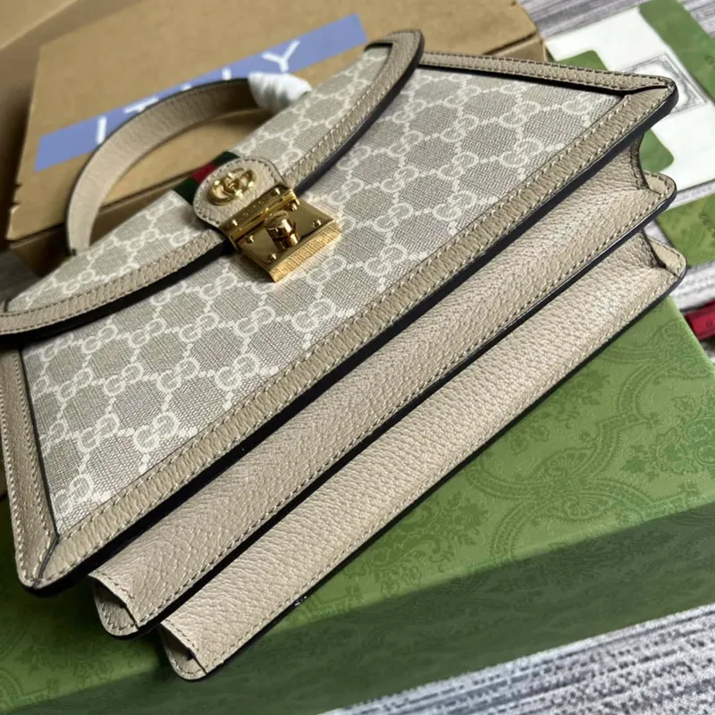 Gucci Ophidia GG small top handle bag 651055 Beige and White