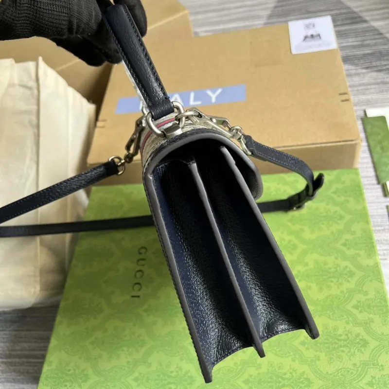 Gucci 651055 Ophidia GG small top handle bag Beige and Black