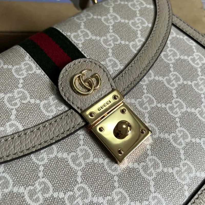 Gucci 651055 Ophidia GG small top handle bag Beige and ebony