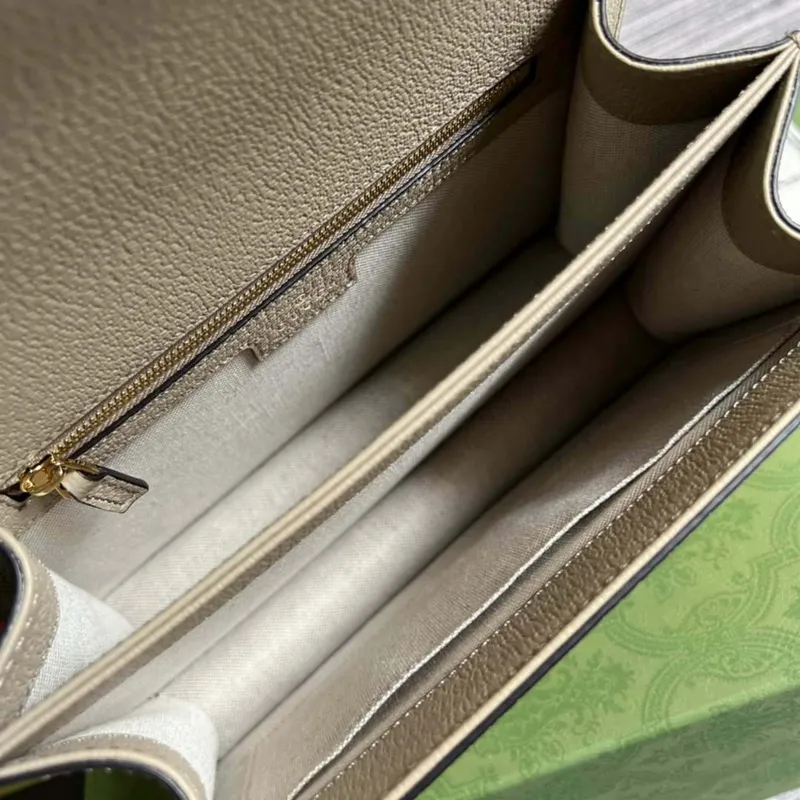 Gucci 651055 Ophidia GG small top handle bag Beige and white