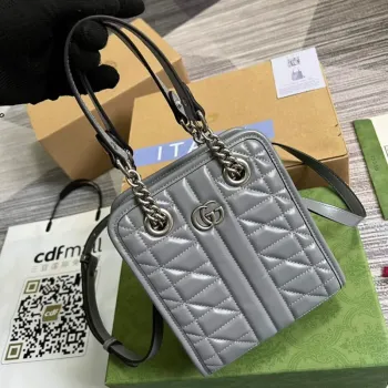 Gucci 696123 GG Marmont Matelassé Mini Bag Gray