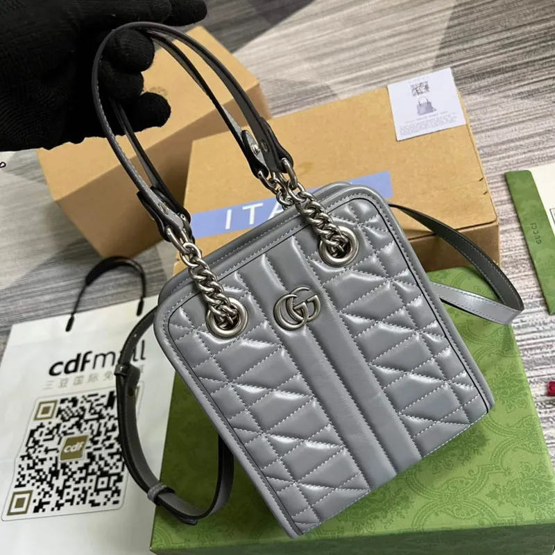 Gucci 696123 GG Marmont Matelassé Mini Bag Gray