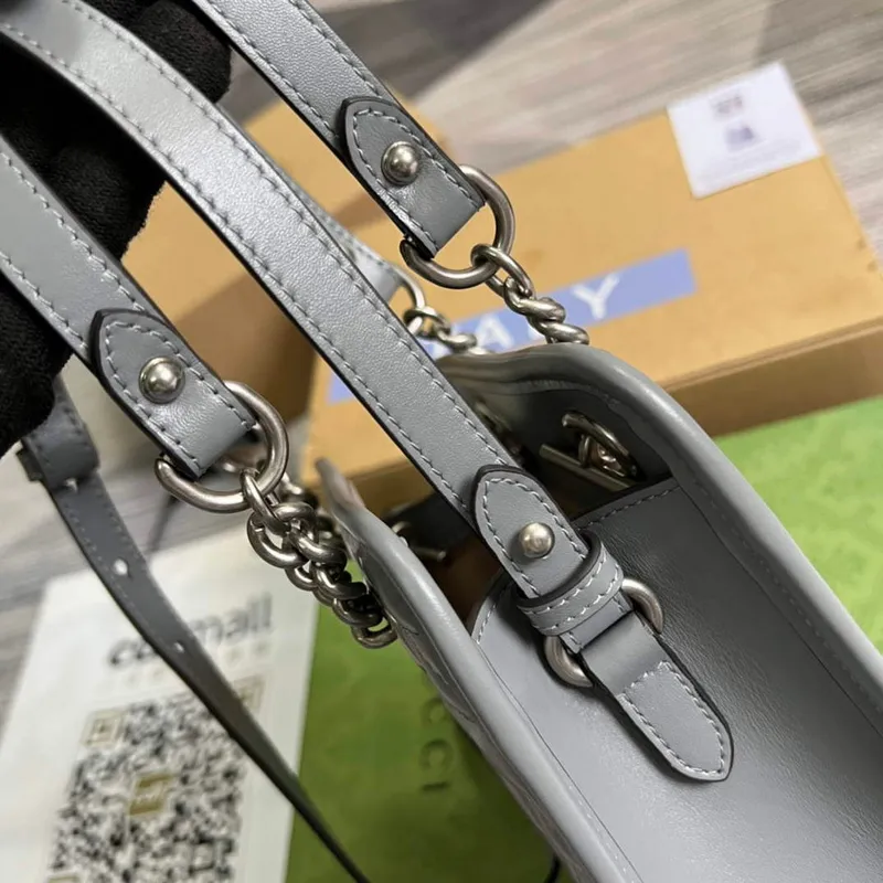 Gucci 696123 GG Marmont Matelassé Mini Bag Gray