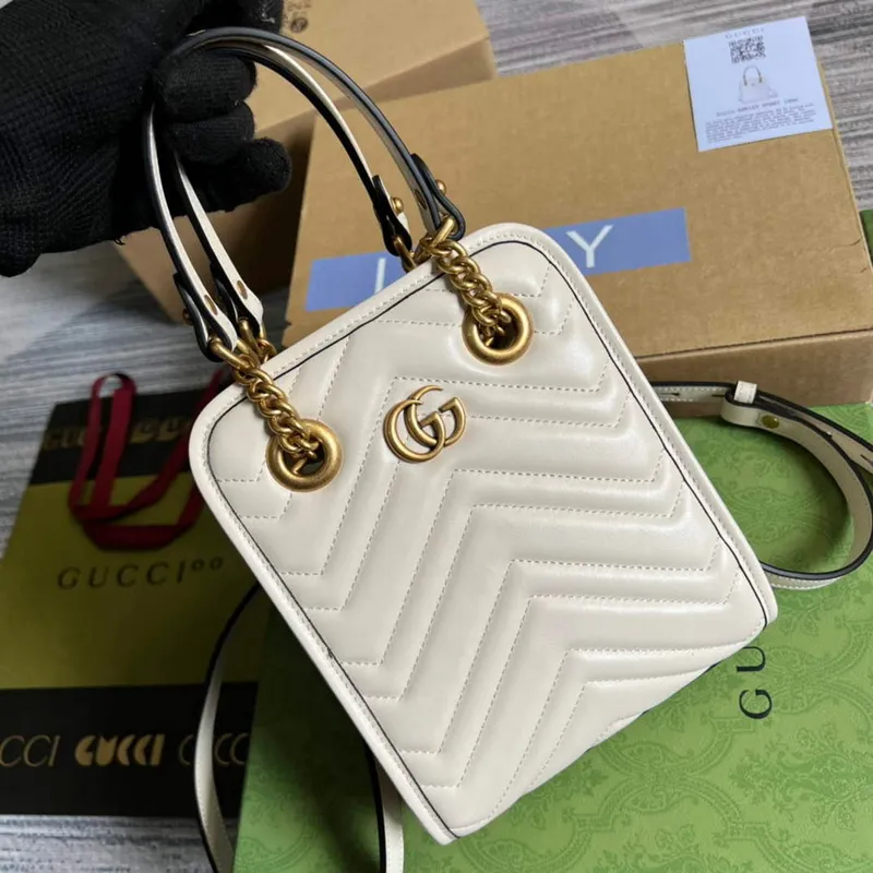 Gucci 696123 GG Marmont Matelassé Mini Bag White