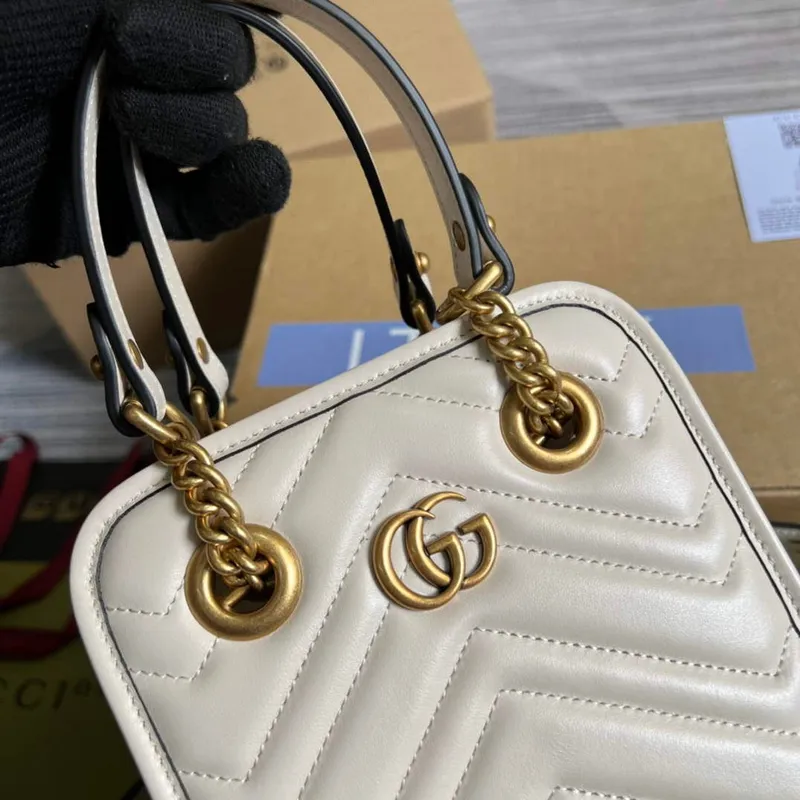 Gucci 696123 GG Marmont Matelassé Mini Bag White